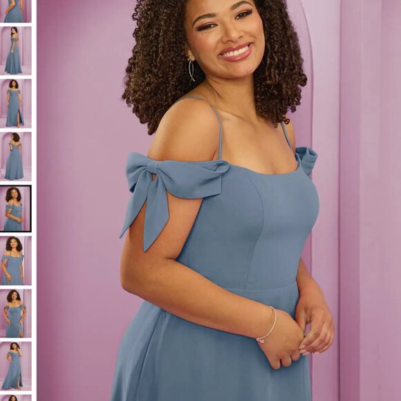 Dress: Barbie - Azazie “Twilight” Dress – A-Line Off-the-Shoulder Chiffon Gown - Picture 3 of 3